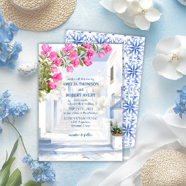 Invitación Boda de acuarela Santorini Destination Greece