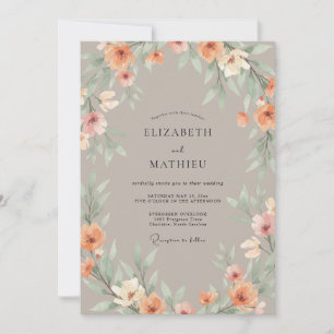 Invitación Boda de acuarela serena en taupe