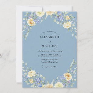 Invitación Boda de Acuarela Sublime Azul Polvoriento