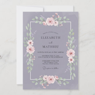 Invitación Boda de acuarela tranquila de lavanda atenuada