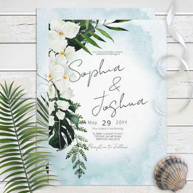 Invitación Boda de acuarela tropical de agua de Boho (Subido por el creador)