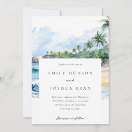 Invitación Boda de acuarela tropical de playa
