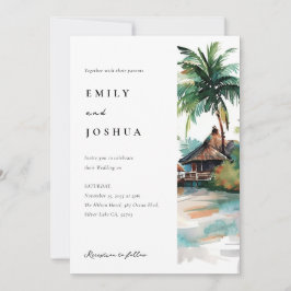 Invitación Boda de acuarela tropical de playa