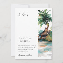 Invitación Boda de acuarela tropical de playa