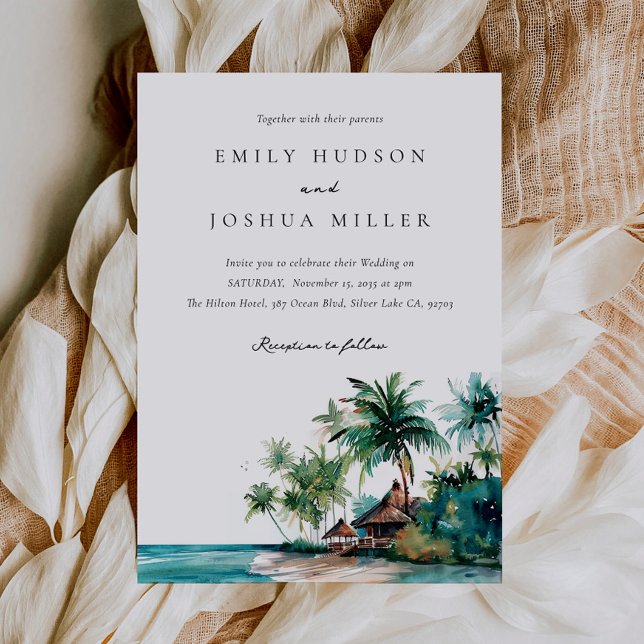 Invitación Boda de acuarela tropical de playa (Subido por el creador)
