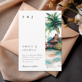 Invitación Boda de acuarela tropical de playa