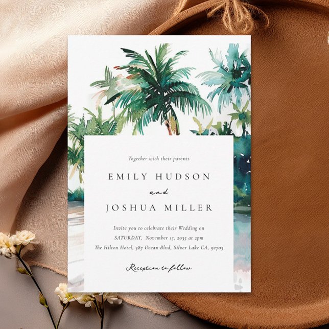 Invitación Boda de acuarela tropical de playa (Subido por el creador)