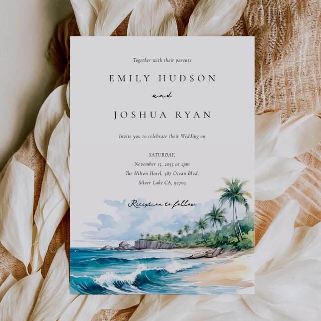 Invitación Boda de acuarela tropical de playa (Subido por el creador)
