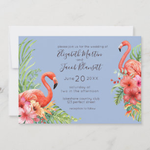 Invitación Boda de acuarela tropical Flamingos e Hibiscus