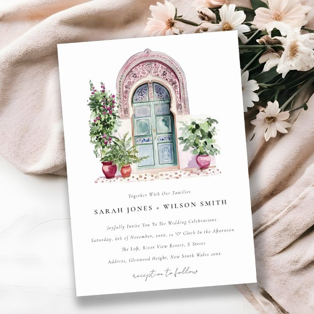 Invitación Boda de acuarela tropical marroquí (Subido por el creador)