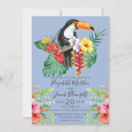 Invitación Boda de acuarela tropical Toucan & Hibiscus