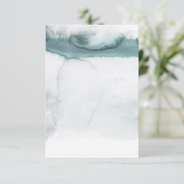 Invitación Boda de acuarela verde Aqua con presupuesto en bla (Anverso de pie)