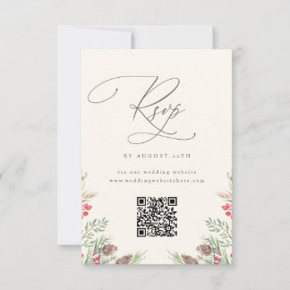 Invitación Boda de Acuarela Verde Invernal Elegante Código QR
