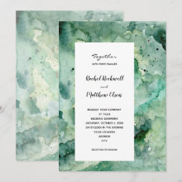 Invitación Boda de acuarela verde moderno