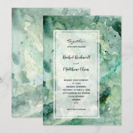 Invitación Boda de acuarela verde moderno