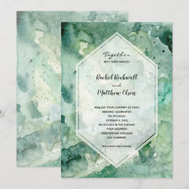Invitación Boda de acuarela verde moderno
