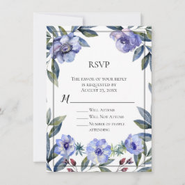 Invitación Boda de acuarela violeta anémona