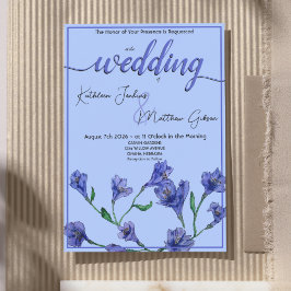 Invitación Boda de acuarela violeta azul floral