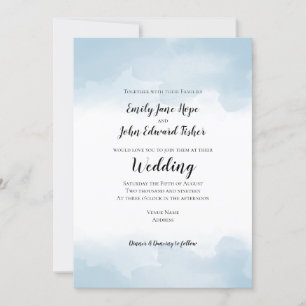 Invitación Boda de acuarelas Blue Pastel Light