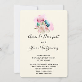 Invitación Boda de acuarelas de macarones y flores