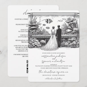 Invitación Boda de Acuario con Detalles y QR
