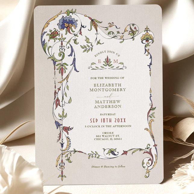 Invitación Boda de adornos florales de época victoriana (Subido por el creador)