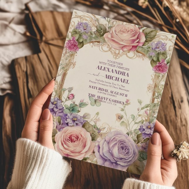 Invitación Boda de adornos florales de época victoriana (Subido por el creador)