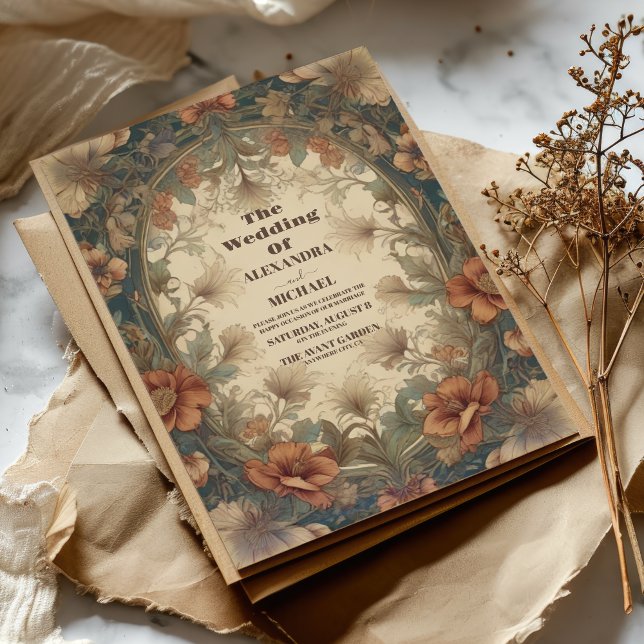 Invitación Boda de adornos florales de época victoriana (Subido por el creador)