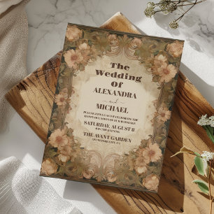 Invitación Boda de adornos florales de época victoriana
