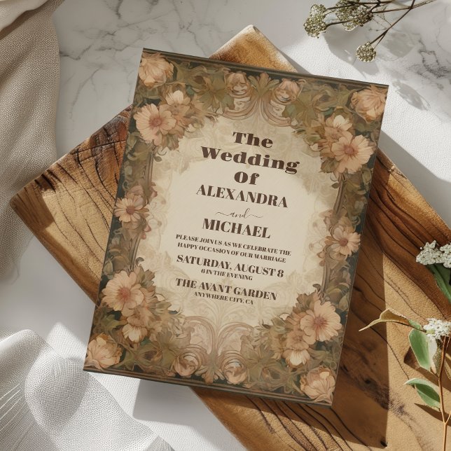 Invitación Boda de adornos florales de época victoriana (Subido por el creador)