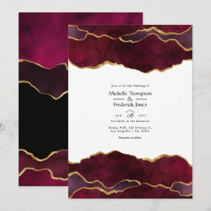 Invitación Boda de Ágata Burgundy y Dorado