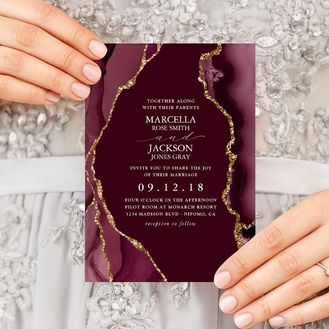 Invitación Boda de Ágata Burgundy y Oro (Subido por el creador)
