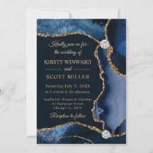 Boda de ágata con brillo falso azul y dorado