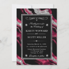 Invitación Boda de Ágata con Hojas de Papel de Plata y Purpur