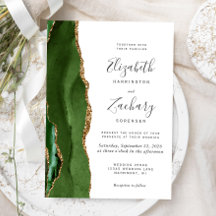 Boda de ágata dorada en verde cazador moderno