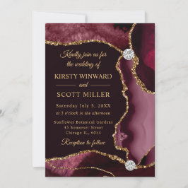 Invitación Boda de Ágata Falsa Brillante Rojo y Dorado