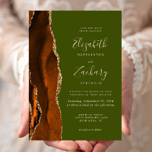Boda de Ágata Naranja Quemada Verde Oliva