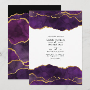 Invitación Boda de Ágata Púrpura y Dorada