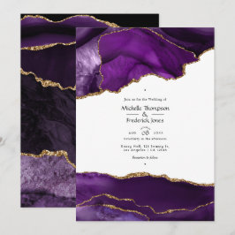 Invitación Boda de Ágata Púrpura y Dorada