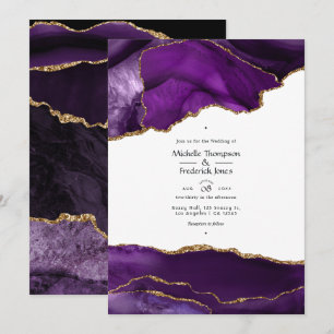 Invitación Boda de Ágata Púrpura y Dorada