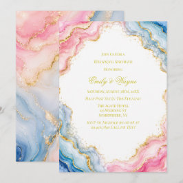 Invitación Boda de Ágata Rosa Azul y Oro