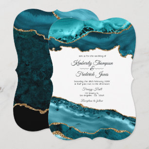 Invitación Boda de Ágata Teal y Oro