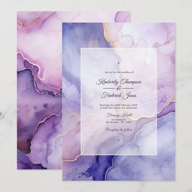 Invitación Boda de Ágata Violeta Polvorienta (Anverso / Reverso)