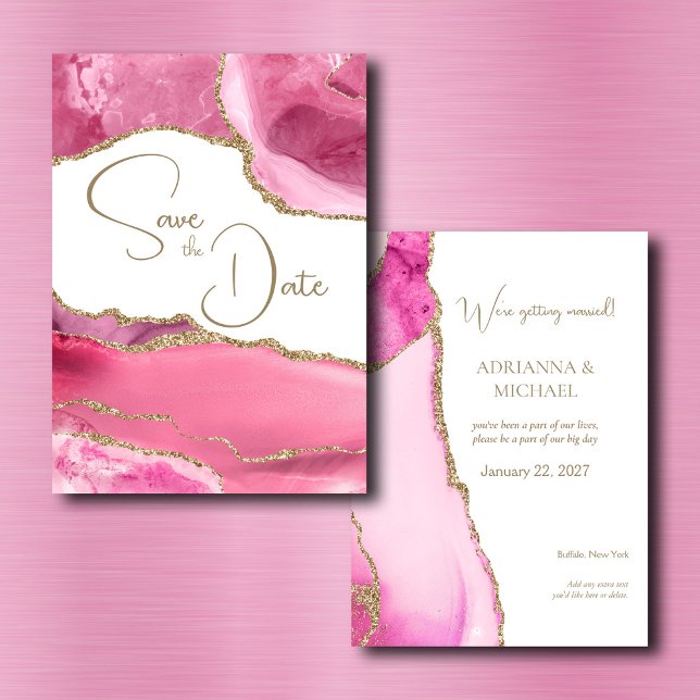 Invitación Boda de Agate de Oro Rosado Guardar la fecha (Subido por el creador)
