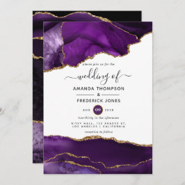 Invitación Boda de Agate Purple and Gold