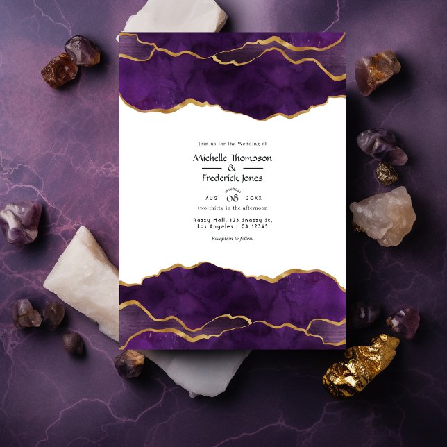 Invitación Boda de Agate Purple and Gold (Subido por el creador)
