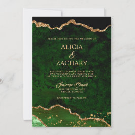 Invitación Boda de Agate Verde Purpurina de oro