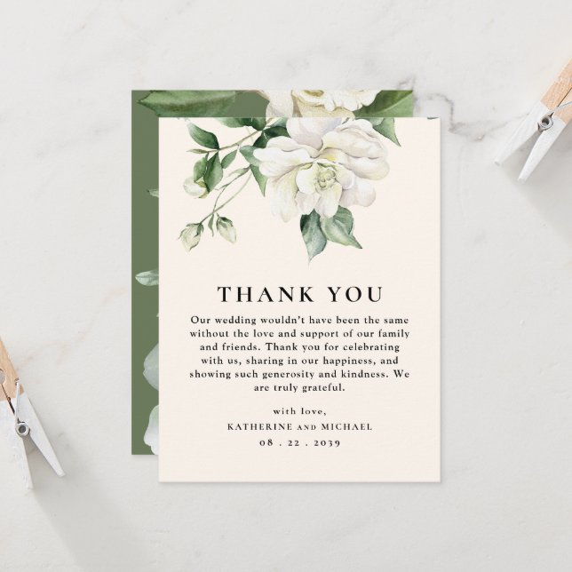 Invitación Boda de agradecimiento moderna en verde salvia euc (Anverso/Reverso In Situ)