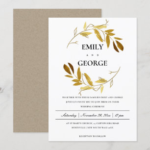 Invitación Boda DE AGUA DE COLOR DE AGUA DE ORO AMARILLO ORO 