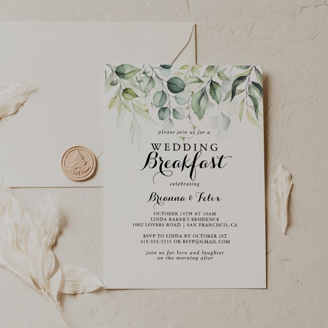 Invitación Boda de Agua Eucalyptus Greenery Desayuno (Subido por el creador)